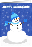 Merry Christmas For Anyone Snowman in Blue card