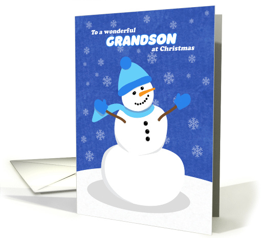 Merry Christmas Grandson Snowman in Blue card (1549808)