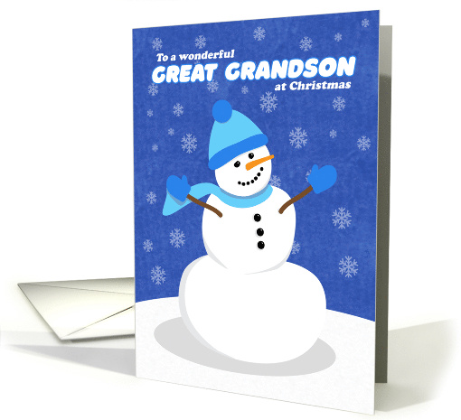 Merry Christmas Great Grandson Snowman in Blue card (1549810)