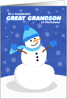 Merry Christmas Great Grandson Snowman in Blue card