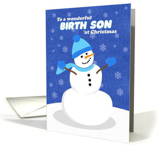 Merry Christmas Birth Son Snowman in Blue card (1549812)