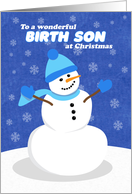 Merry Christmas Birth Son Snowman in Blue card