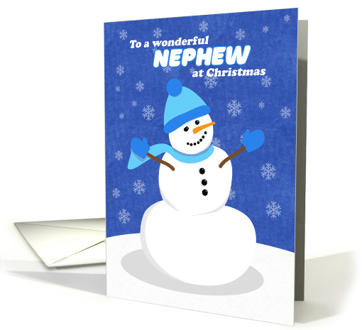 Merry Christmas Nephew Snowman in Blue card (1549816)
