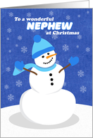Merry Christmas Nephew Snowman in Blue card