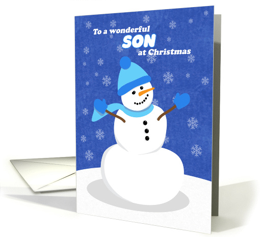 Merry Christmas Son Snowman in Blue card (1549820)