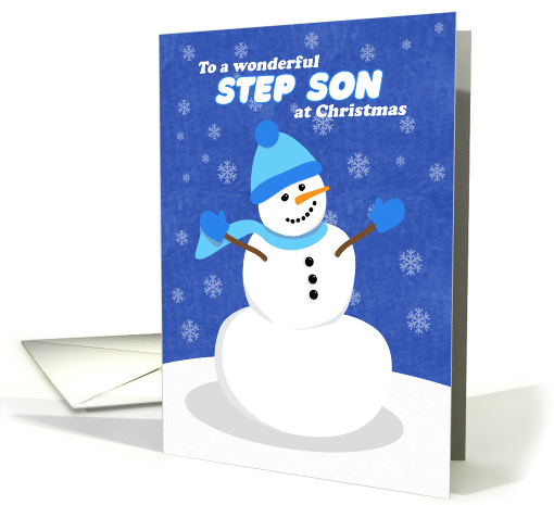 Merry Christmas Step Son Snowman in Blue card (1549822)