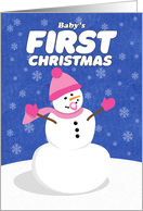 Merry Christmas Baby Girl’s First Cute Snowman card