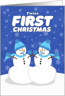 Merry Christmas Boy Twin Babies First Cute Snowman card