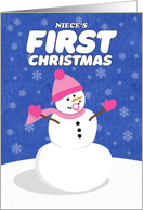 Merry Christmas Niece’s First Cute Snowman card