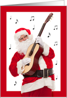Merry Christmas For Anyone Santa Rockin’ Acoustic Guitar card