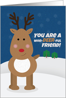 Merry Christmas Friend Cute Reindeer card