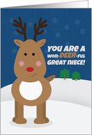 Merry Christmas Great Niece Cute Reindeer card
