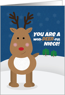 Merry Christmas Niece Cute Reindeer card
