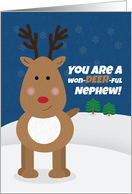 Merry Christmas Nephew Cute Reindeer card