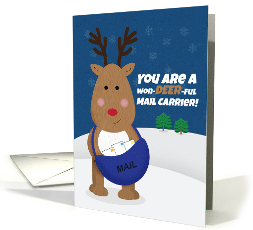 Merry Christmas Mail Carrier Cute Reindeer card (1551176)