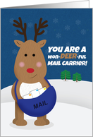 Merry Christmas Mail Carrier Cute Reindeer card