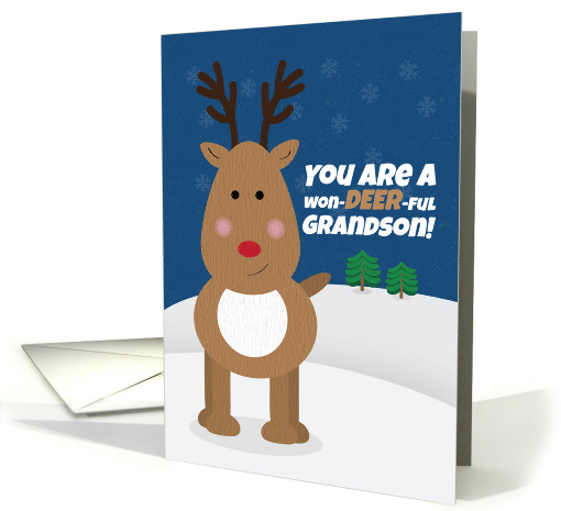 Merry Christmas Grandson Cute Reindeer card (1551196)