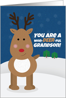 Merry Christmas Grandson Cute Reindeer card