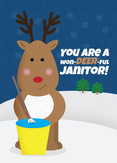 Merry Christmas Janitor Cute Reindeer