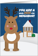 Merry Christmas Neighbor Cute Reindeer card