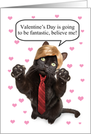 Happy Valentine’s Day Trump Cat with Hearts Humor card