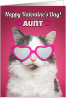 Happy Valentine’s Day Aunt Cute Cat in Heart Sunglasses card