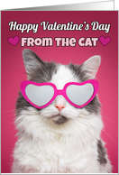 Happy Valentine’s Day From The Cat Cute Cat in Heart Sunglasses card