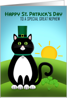 Happy St. Patrick’s Day Great Nephew Cute Cat in Hat card