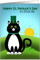 Happy St. Patrick’s Day Son Cute Cat in Hat card