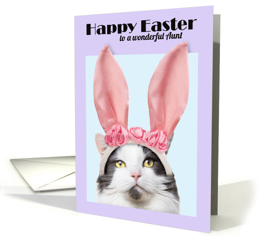 Happy Easter Aunt Funny Cat in Bunny Ears card (1553966)