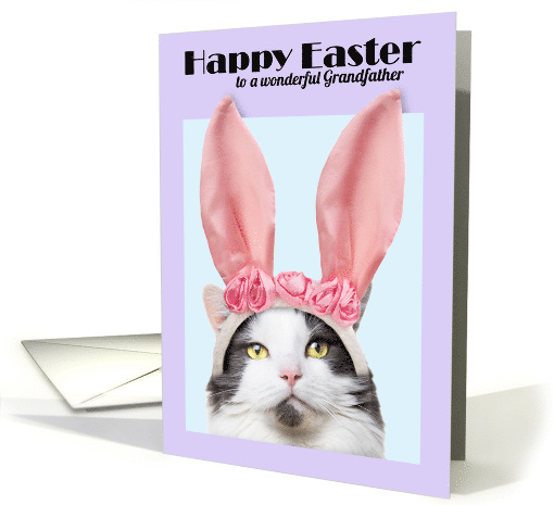 Happy Easter Grandfather Funny Cat in Bunny Ears card (1554006)