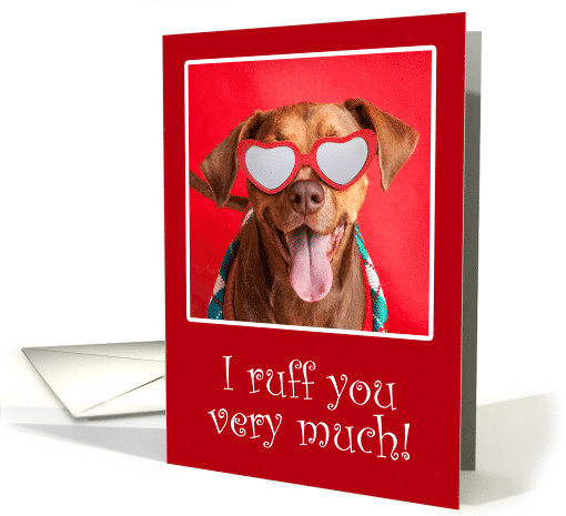 Happy Valentine's Day For Anyone Pit Bull Dog in Heart Glasses card
