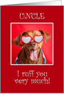 Happy Valentine’s Day Uncle Pit Bull Dog in Heart Glasses card