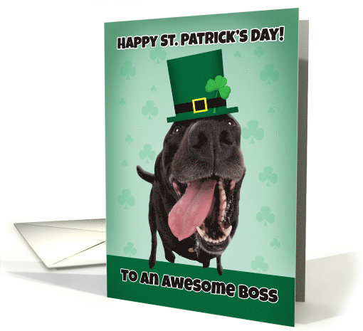 Happy St. Patrick's Day Boss Dog in Green Hat card (1554534)