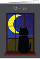 I Miss You Cat in WIndow at Night card