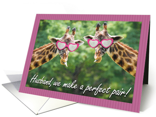 Happy Valentine's Day Husband Funny Giraffe Pair card (1554760)