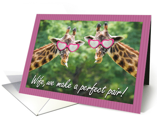 Happy Valentine's Day Wife Funny Giraffe Pair card (1554764)
