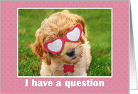 Will You Be My Valentine? Cute Puppy in Heart Glasses card