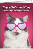 Happy Valentine’s Day Daughter & Her Boyfriend Cute Cat in Hearts card