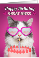 Happy Birthday Great Niece Cute Cat With Birthday Cake Humor card