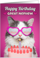 Happy Birthday Great Nephew Cute Cat With Birthday Cake Humor card