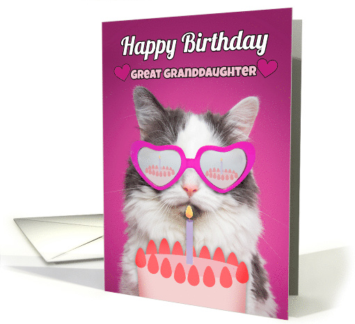 Happy Birthday Great Granddaughter Cute Cat With Birthday... (1555590)