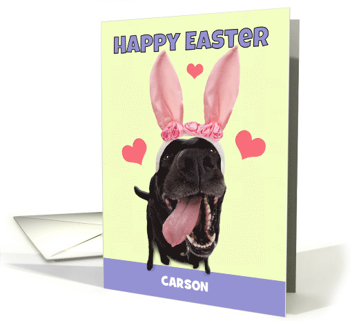 Happy Easter Custom Name Dog in Bunny Ears Humor card (1555810)