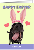 Happy Easter Custom Name Dog in Bunny Ears Humor card