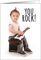 Congratulations You Rock Cute Kid With Toy Guitar Humor card