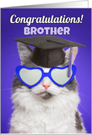 Congratulations Graduate Brother Cute Cat in Grad Cap Humor card