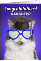 Congratulations Graduate Daughter Cute Cat in Grad Cap Humor card