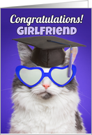 Congratulations Graduate Girlriend Cute Cat in Grad Cap Humor card