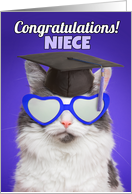 Congratulations Graduate Niece Cute Cat in Grad Cap Humor card