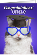 Congratulations Graduate Uncle Cute Cat in Grad Cap Humor card